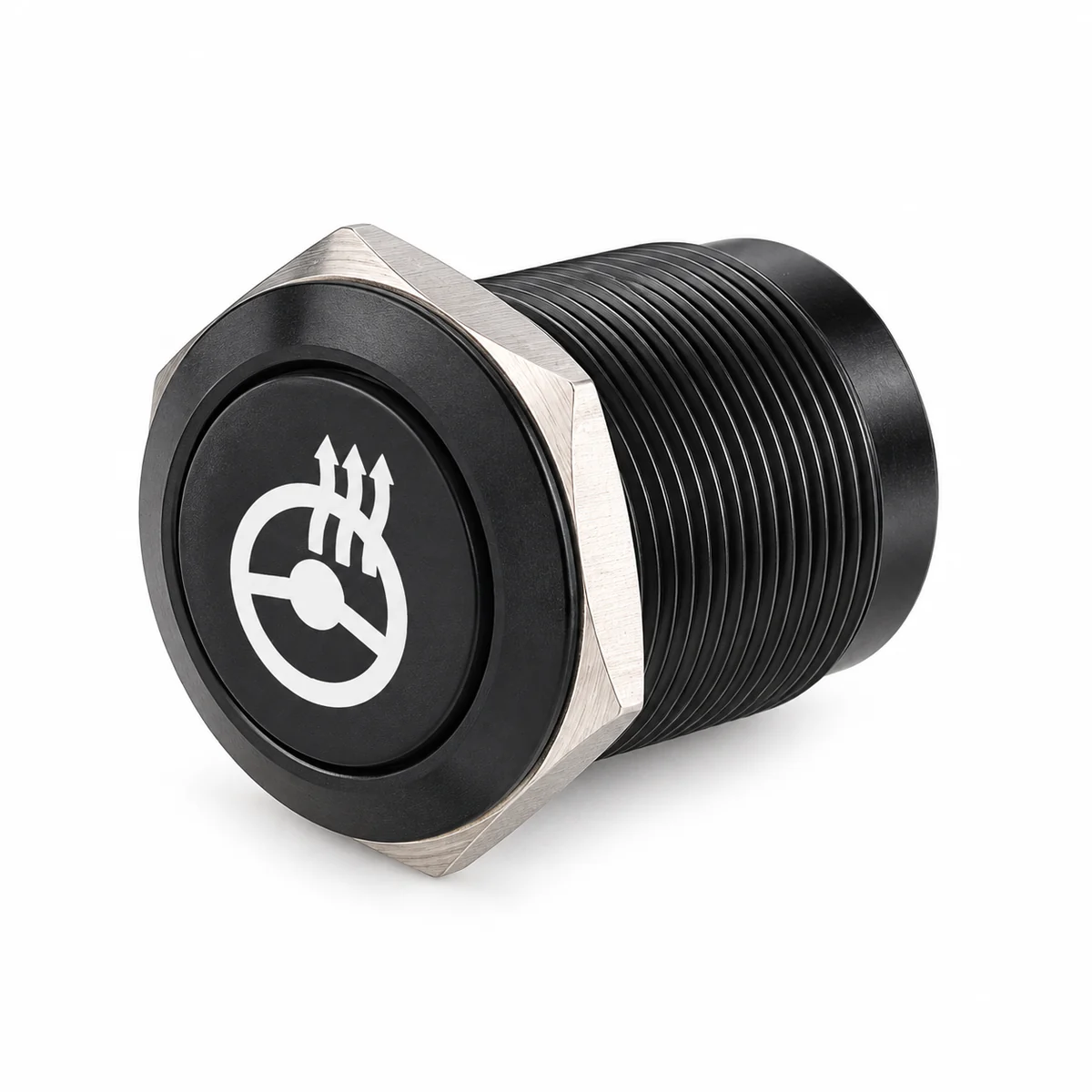 Металлическая антивандальная кнопка с символом подогрева руля — универсальная, 16/19 мм
